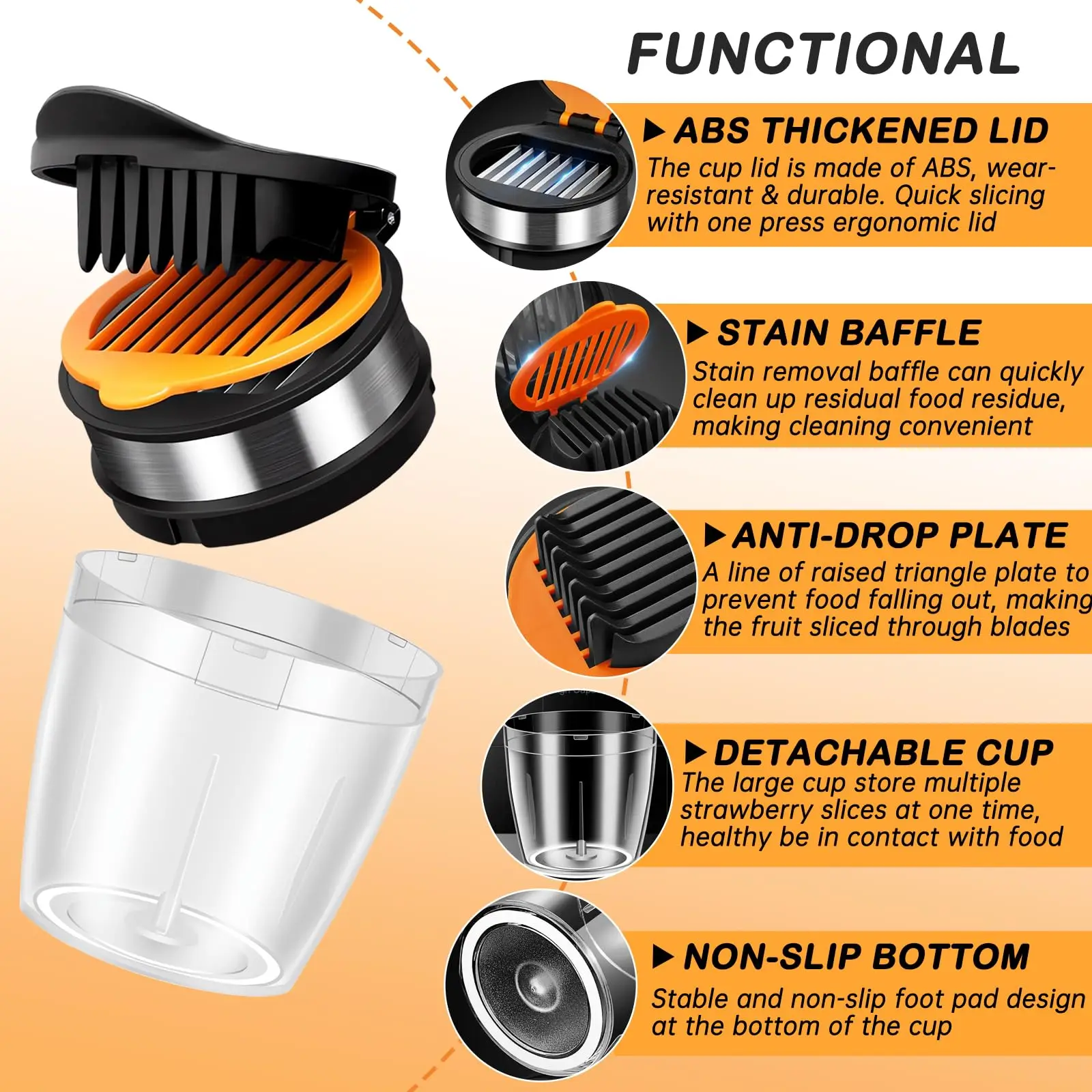 Portable Easy to Carry And Clean Egg Banana Grape Mushroom Kiwi mini Chopper Stainless Steel Mini Fruit Slicer Cup