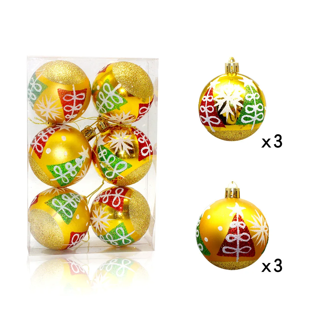 Wholesale price 6cm plastic ball ornament painted transparent christmas ball decoration