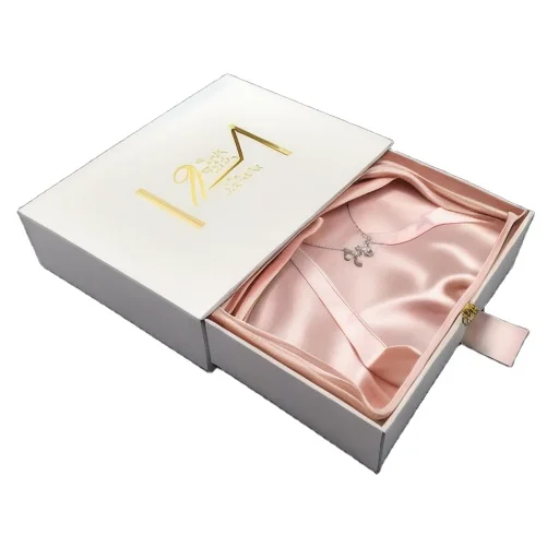 Custom Luxury White Design Clothes Jewelry Hair Wig Cardboard Paper Drawer Gift Packaging Box with Silk satin lining insert