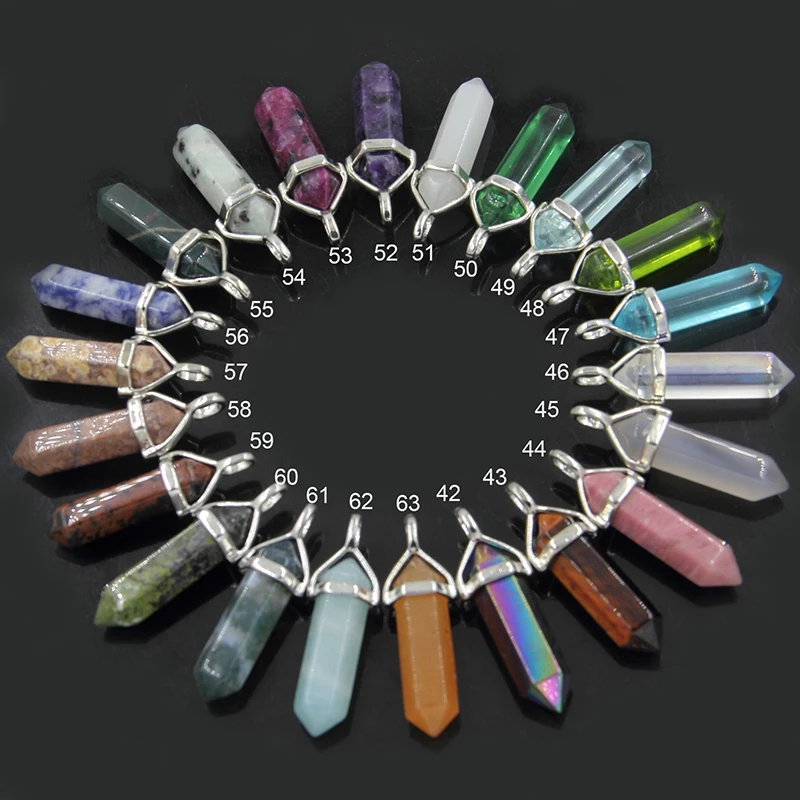 Hot Sale Cheap Natural White Quartz Healing Crystal Hexagonal Point Pendants