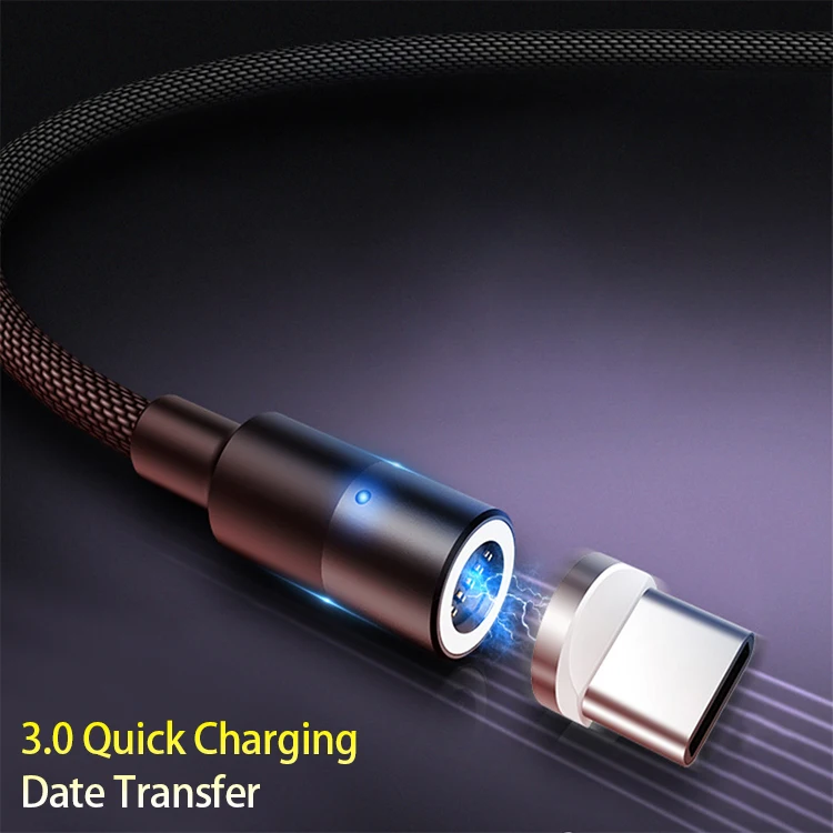 Магнитный зарядный кабель 3A Быстрая зарядка с передачей данных QC 3,0 Магнитный кабель