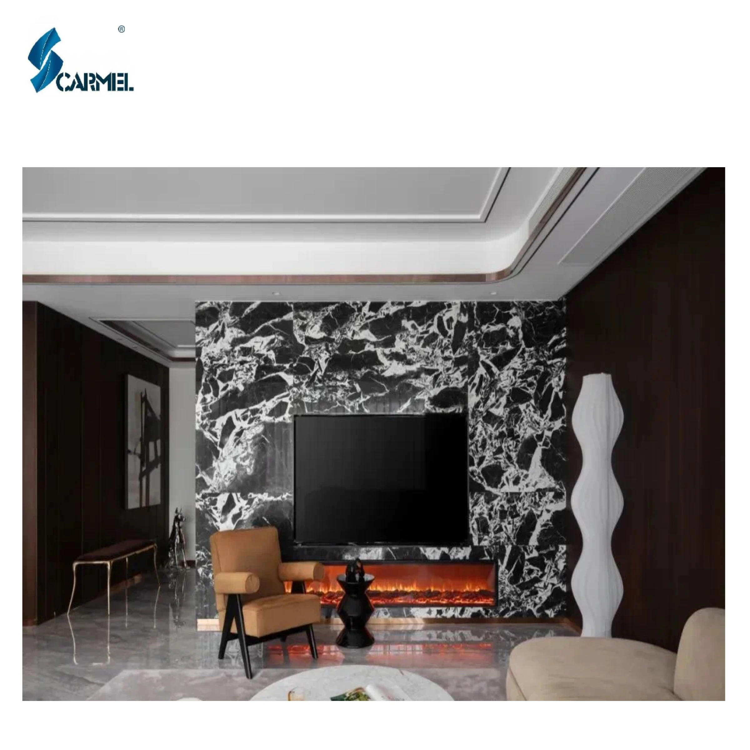 Luxury Natural Stone Grand Antique Black White Flooring Marble Slab Custom Napoleon Black Marble With White Vein