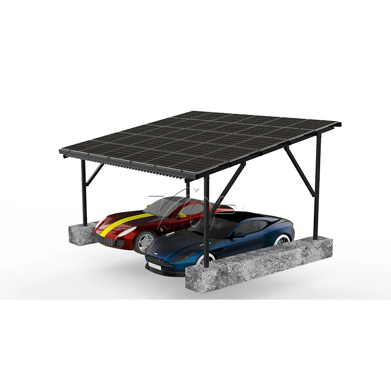 High Quality 2 cars Solar Panel Carport Racking System  Aluminium Solar Parking Garage Solar Carport Mounting
