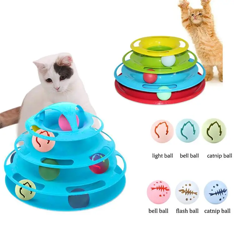 Competitive price turntable cat toy balls turntable butterfly cat toy cat toy roller 3-level turntable