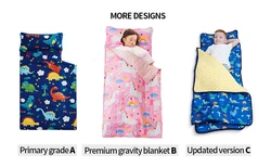 New Fashion 2 in1 Weighted Blanket Nap Mat with Carry Bag for Preschool Support Custom Name Sleeping Bag with Removable Pillow