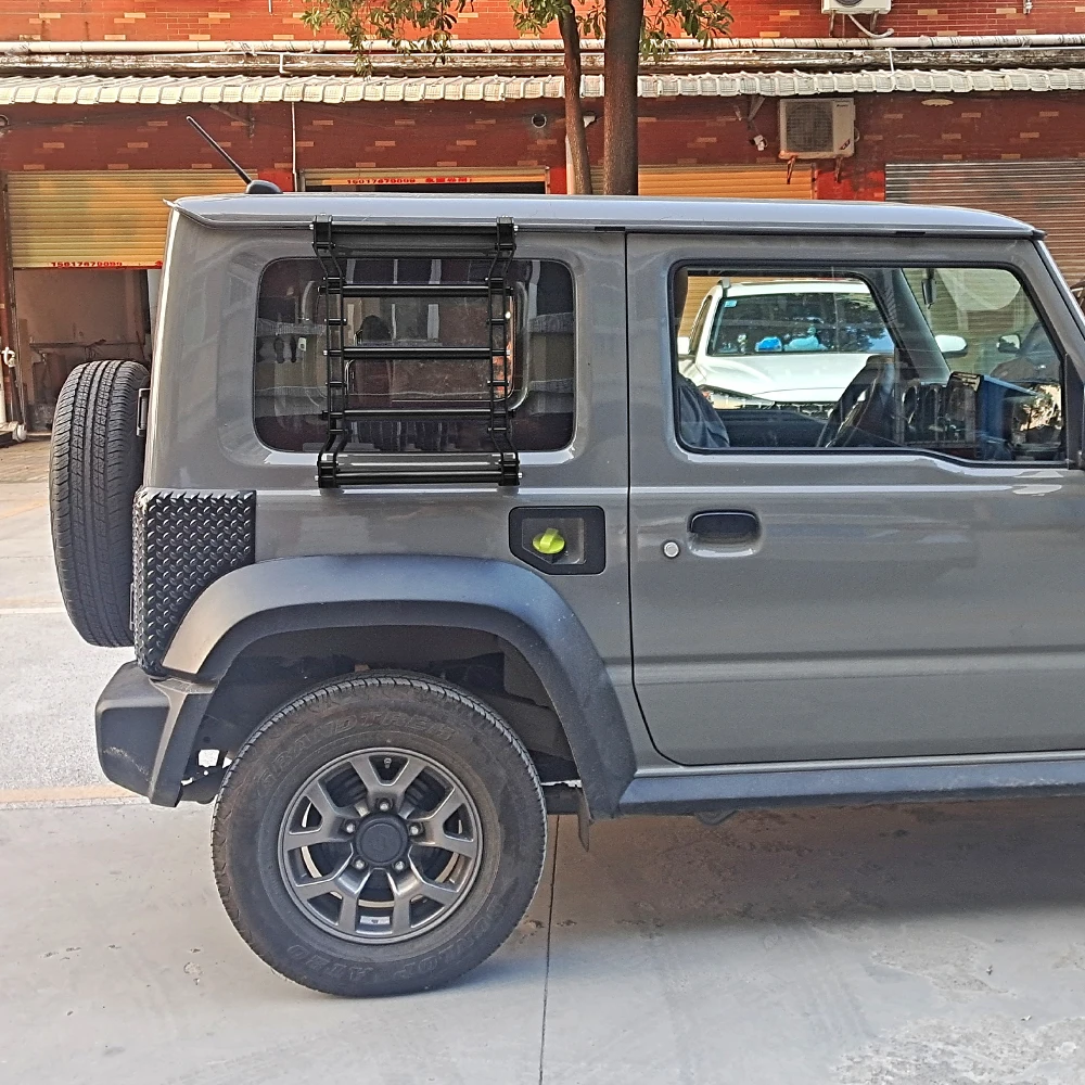 for Suzuki Jimny 19+ JB64 JB74 JB64W JB74W Black aluminum car Rear ladder rack 4x4 side mounted ladders