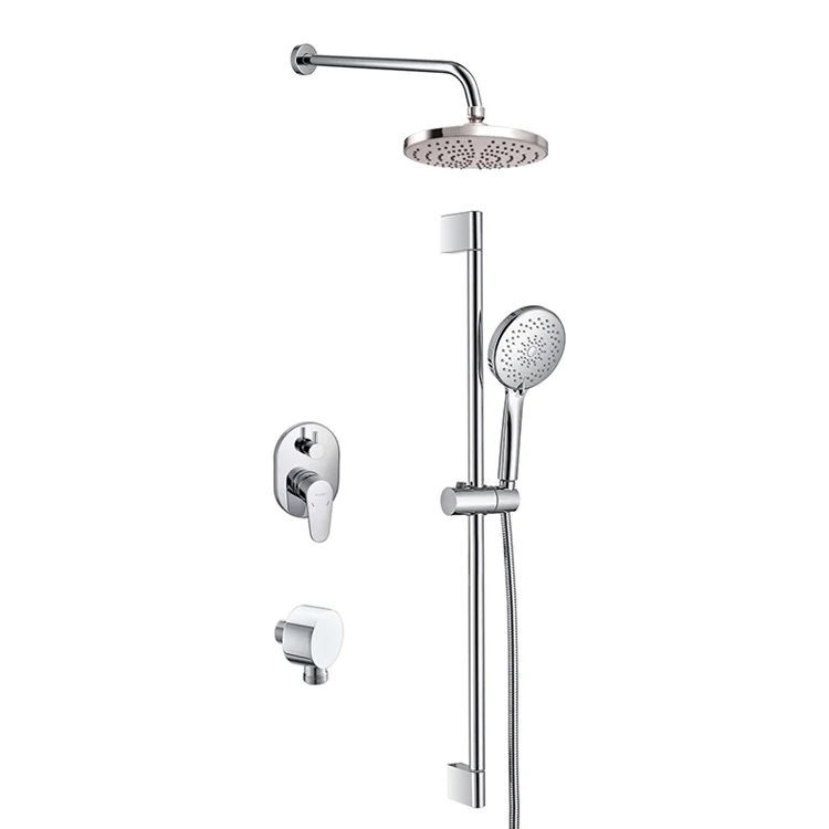 Bravat Bathroom Modern Chrome Stainless Steel Shower Sets Hot Cold Shower Mixer In Wall Rain Concealed Shower Set