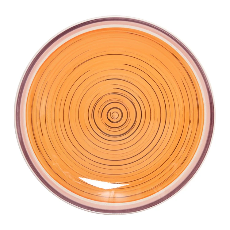 Best sales new design plate restaurant,colorful hand painted round ship Ceramic Restaurant Plate