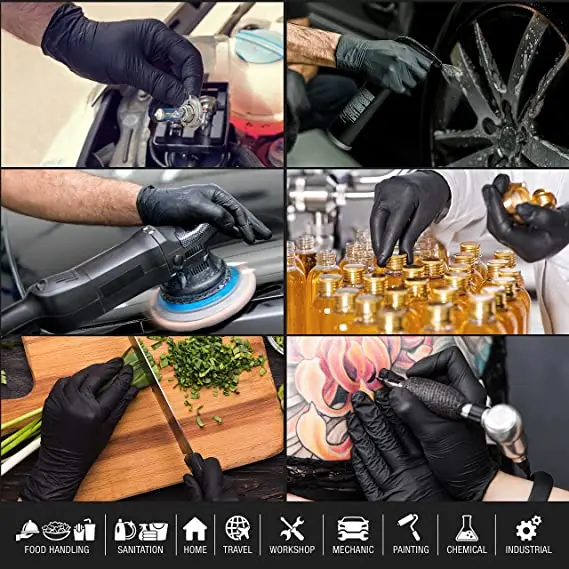 G2 Amazon black nitrile gloves factory wholesale latex powder free food gloves 4.5 5.0g 7.0g Tattoo disposal nitrile exam gloves