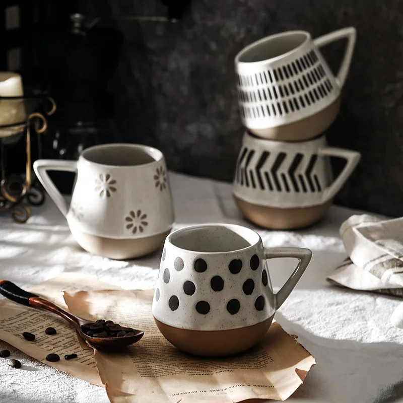wholesale simple nordic ceramic ins style handmade clay mug personality water cup pottery coffee mug