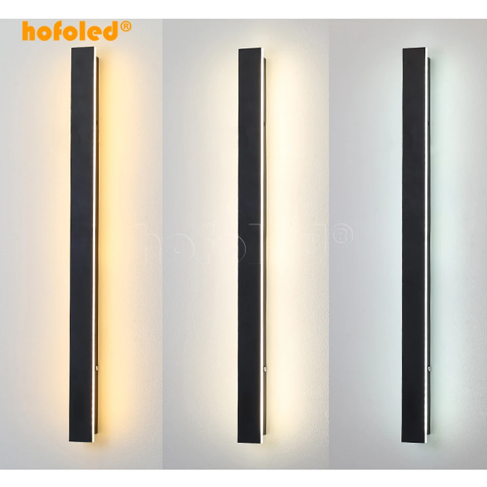 Black Modern  Surface Mounted Wall Lamps 110V 220V Outdoor LED Linear Wall Light for Home Villa Wall  Decorations