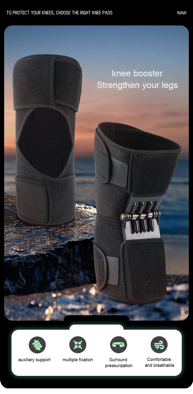 2024 New Style Power Lift Join Support Knee Pad Spring Force Knee Protection Booster for Climbing Sports Training Squat.jpg