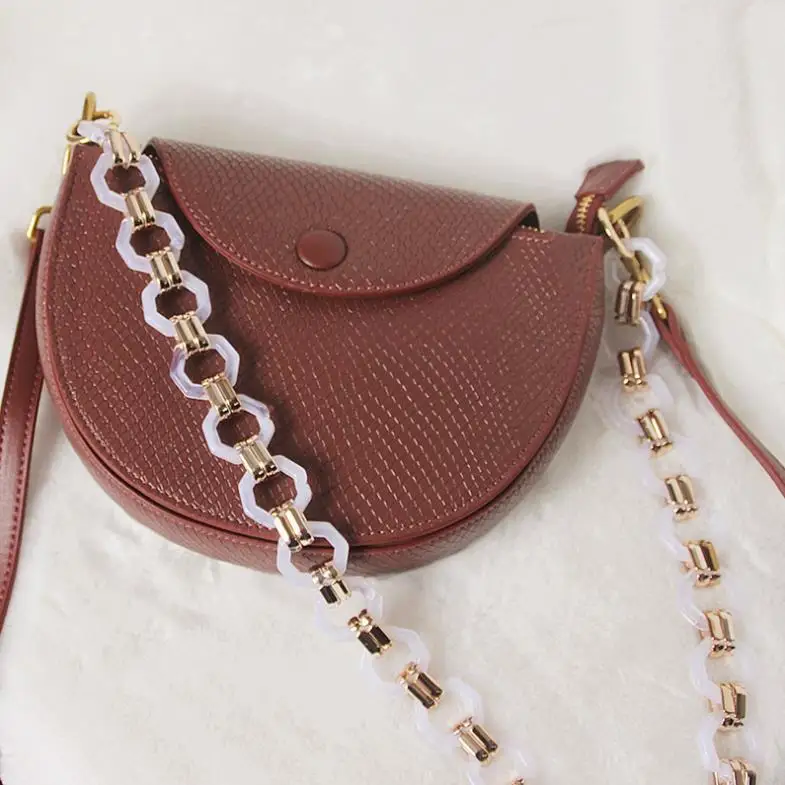 Vintage octagonal bag straps acrylic resin plastic buckle chain purse straps handmade replacement strap for bags