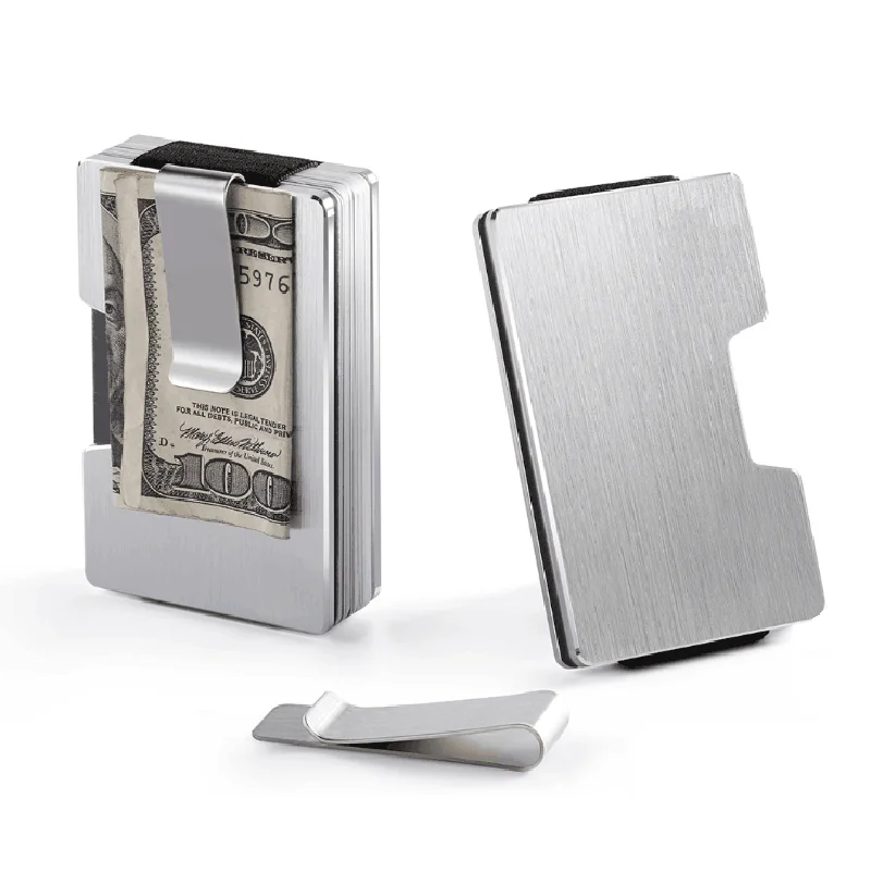 2022 Minimalist  Aluminum Money Clip Wallets Pocket RFID Blocking Metal Wallets for Men