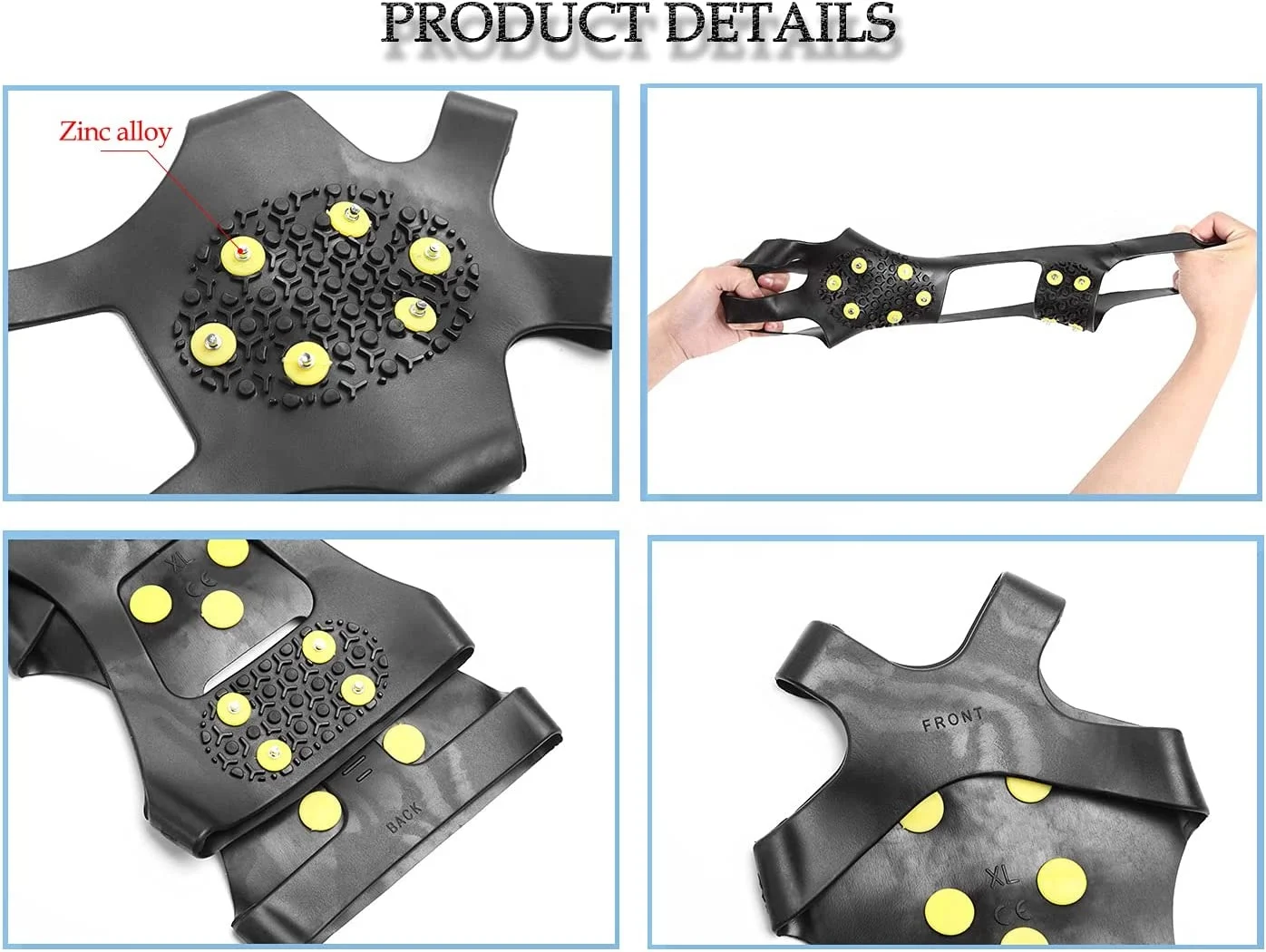 Anti-Slip Silicone Portable Walk Traction Cleats  Spikes Ice Cleats Anti Slip 10 Spikes Shoe Climbing Crampons For Ice