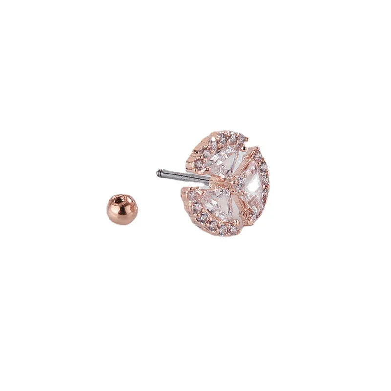Korea Style CZ Flower Tragus Cartilag Lobe Earrings Barbell Ear Stud Helix Piercing Jewelry
