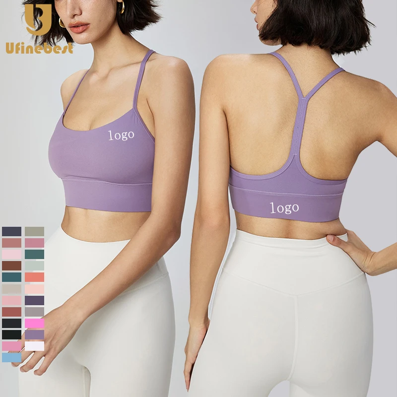 Y Back Fitness Top Yoga Gym Bra Custom Fitness Women Push up Longline Crop Tank Top Vest Running Padded Fitness Yoga Sports bra