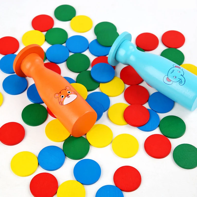 educational wooden bottle challenge stacking balance game wooden colorful round building blocks folding toy for kids