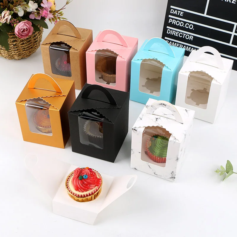 Best seller top handle paper cupcake box for 12pcs cupcakes
