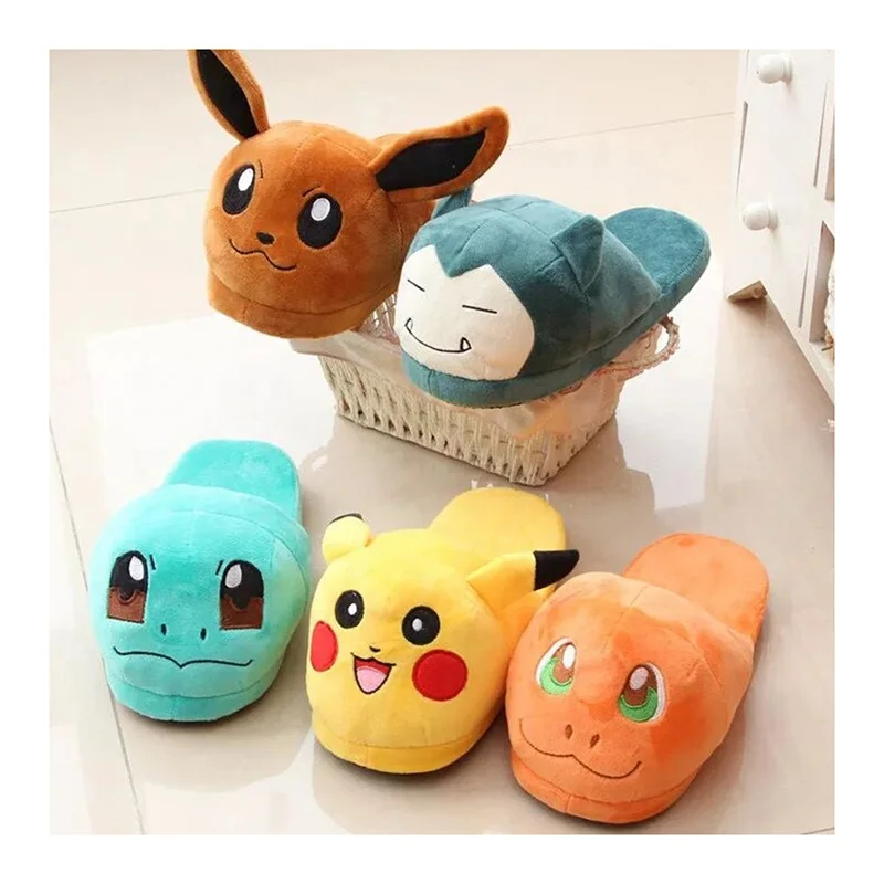 Pokemoned Cotton Slippers Snorlax Charmander Psyduck Mudkip Pikachu Eevee Leafeon Glacia Umbreon Plush Anime Plushie Shoes Gift