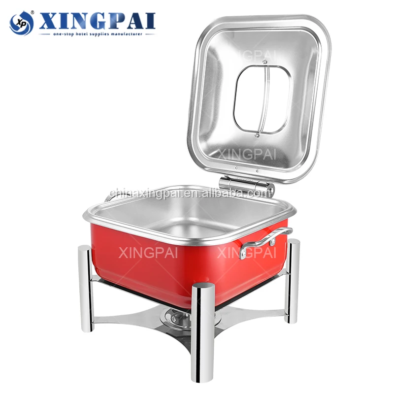 XINGPAI hotel supplies 5 L square chafing dish thickened stainless steel buffet food warmer chafing dishes for wedding