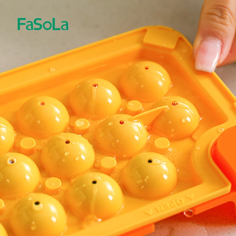 FaSoLa Round Ice Cube Tray Easy-Release Ice Ball Maker Mold with Lid for Freezer Circle Ice Mold Drinks Coffee and Cocktails