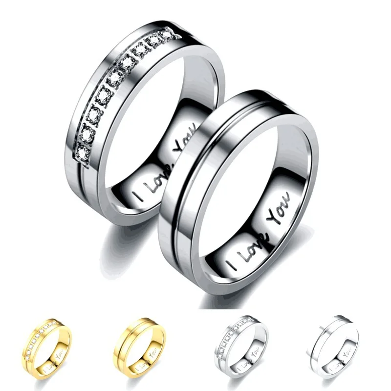 High Quality Stainless Steel I Love You Couple Rings for Men Women Wedding Engagement