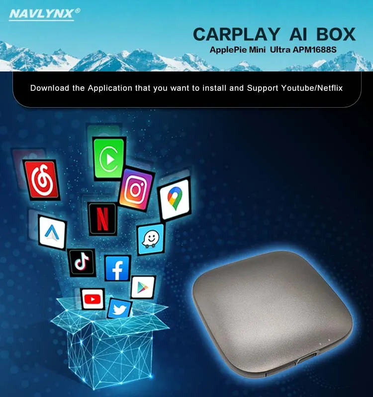 NAVLYNX aplepie mini Ultra CarPlay AI Box для универсального Android 14 13 беспроводной автомобильный 4G 64G GPS WIFI LTE адаптер dongle Toyota