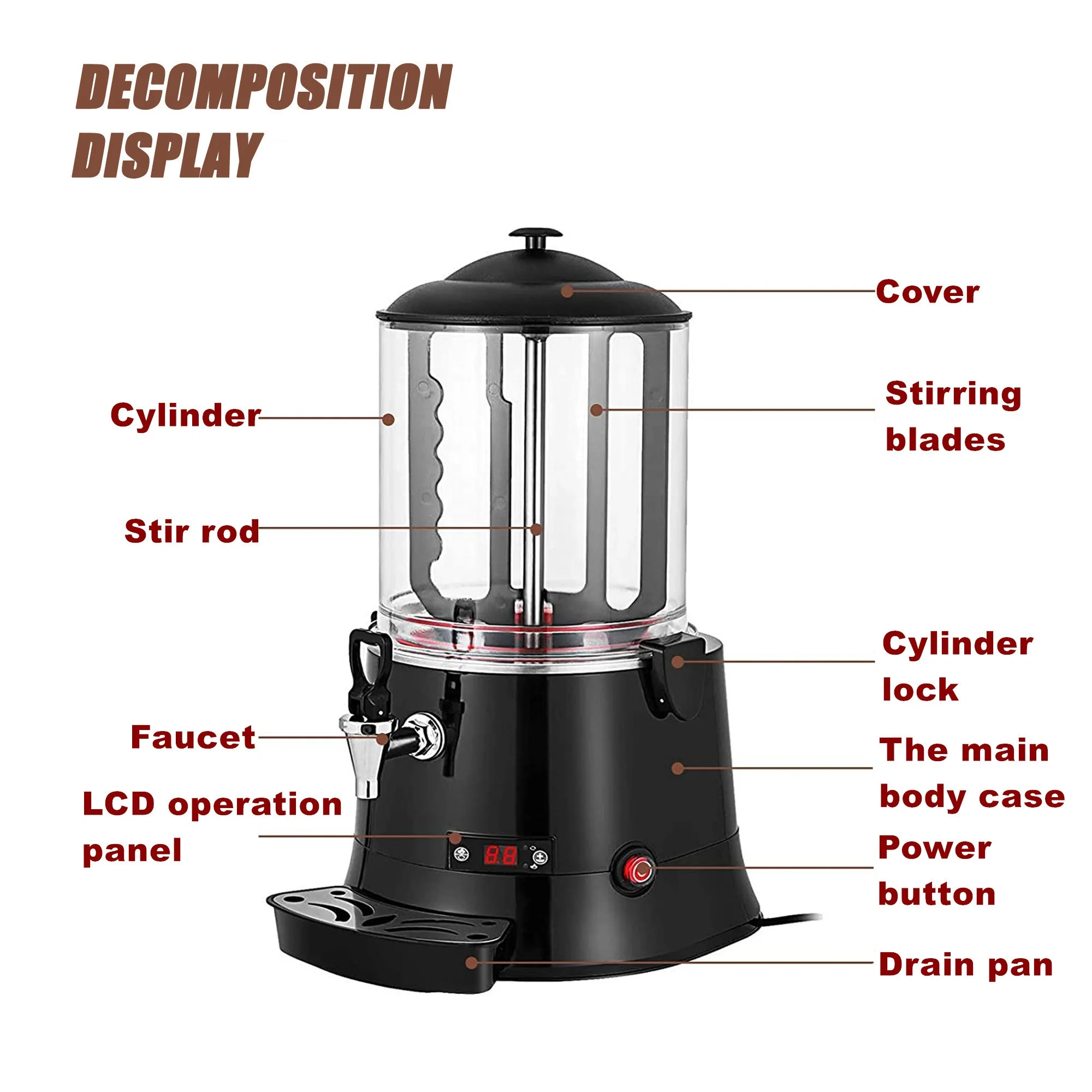 Commercial 10L automatic hot chocolate maker drink dispenser for tea milk