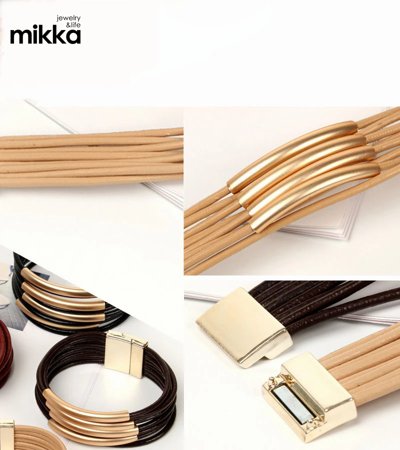 Best- Selling Wholesales Bohemian Ladies Real Leather Bracelet Magnetic Clasp Fine Jewelry Gift with Good Quality
