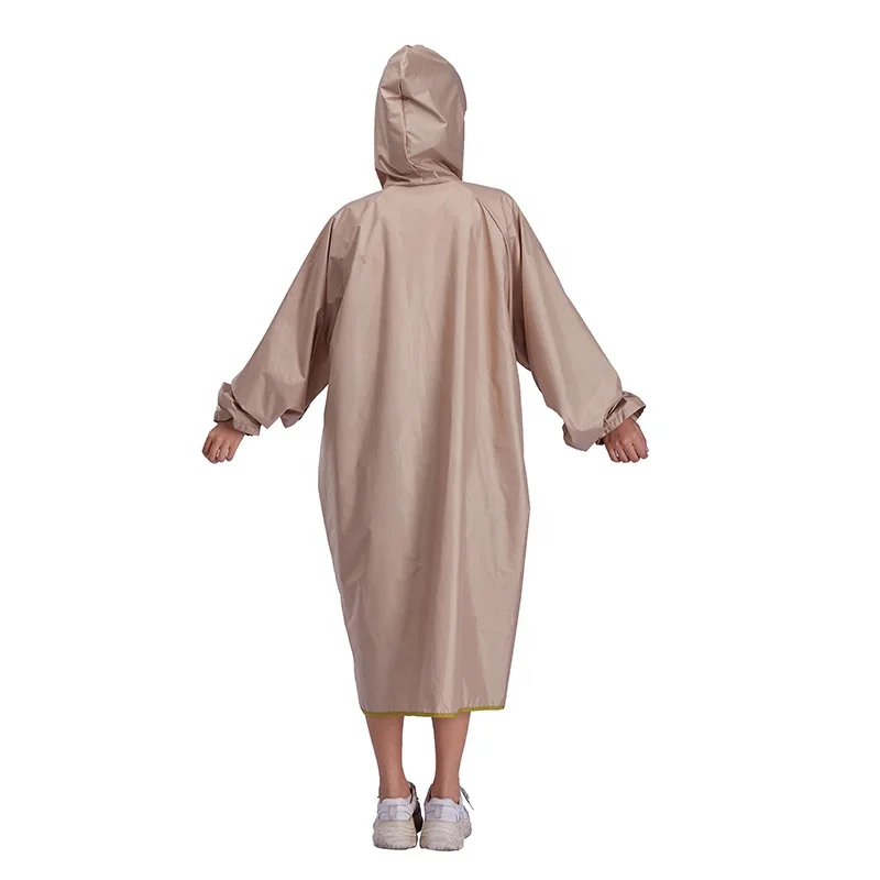 High Quality Reusable Travel Hiking Adult Ladies Long Waterproof Nylon Raincoat