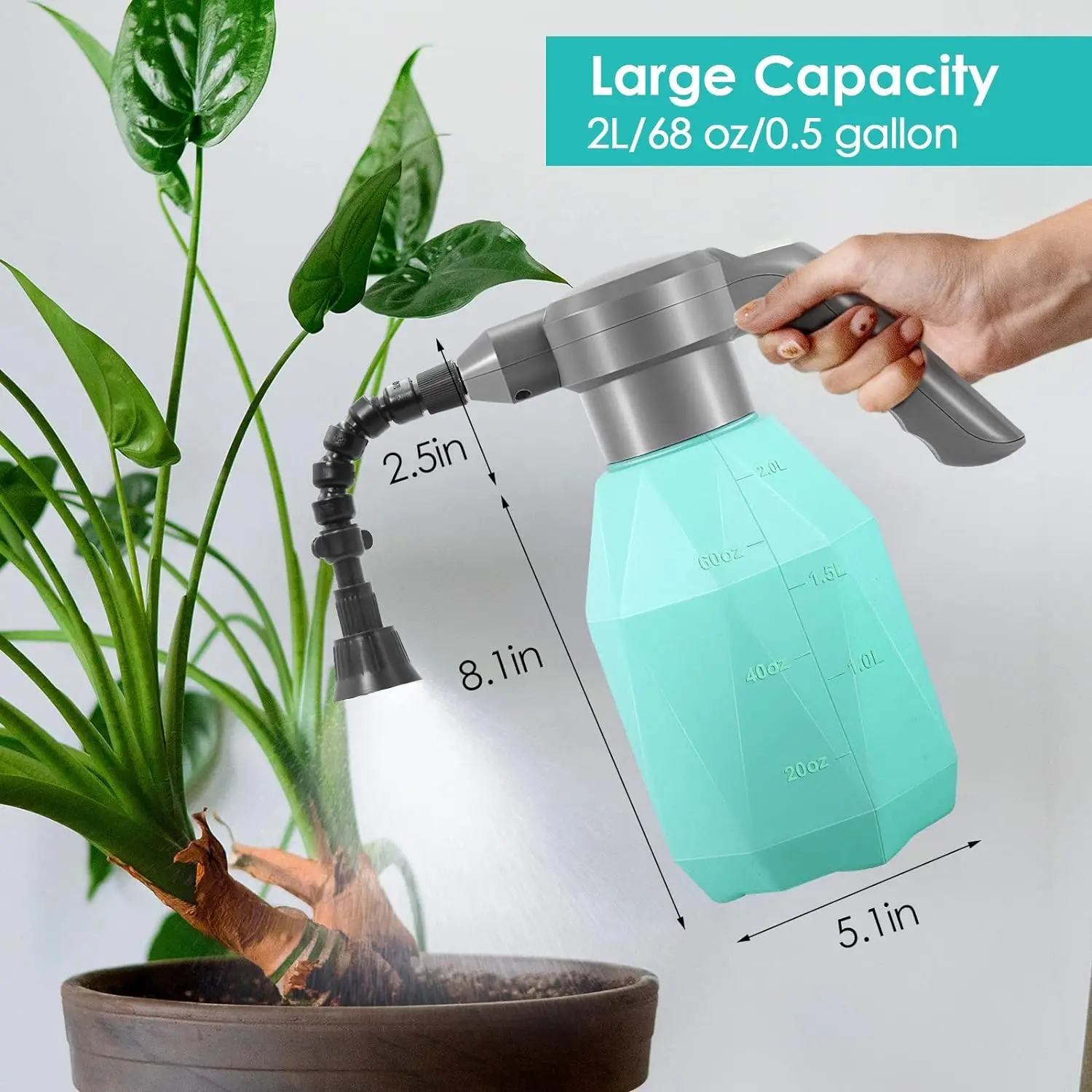 0.5 Gallon Electric Spray Bottle Plant Mister for Indoor/Outdoor Plants 2L  Rechargeable Battery Electric Watering Can