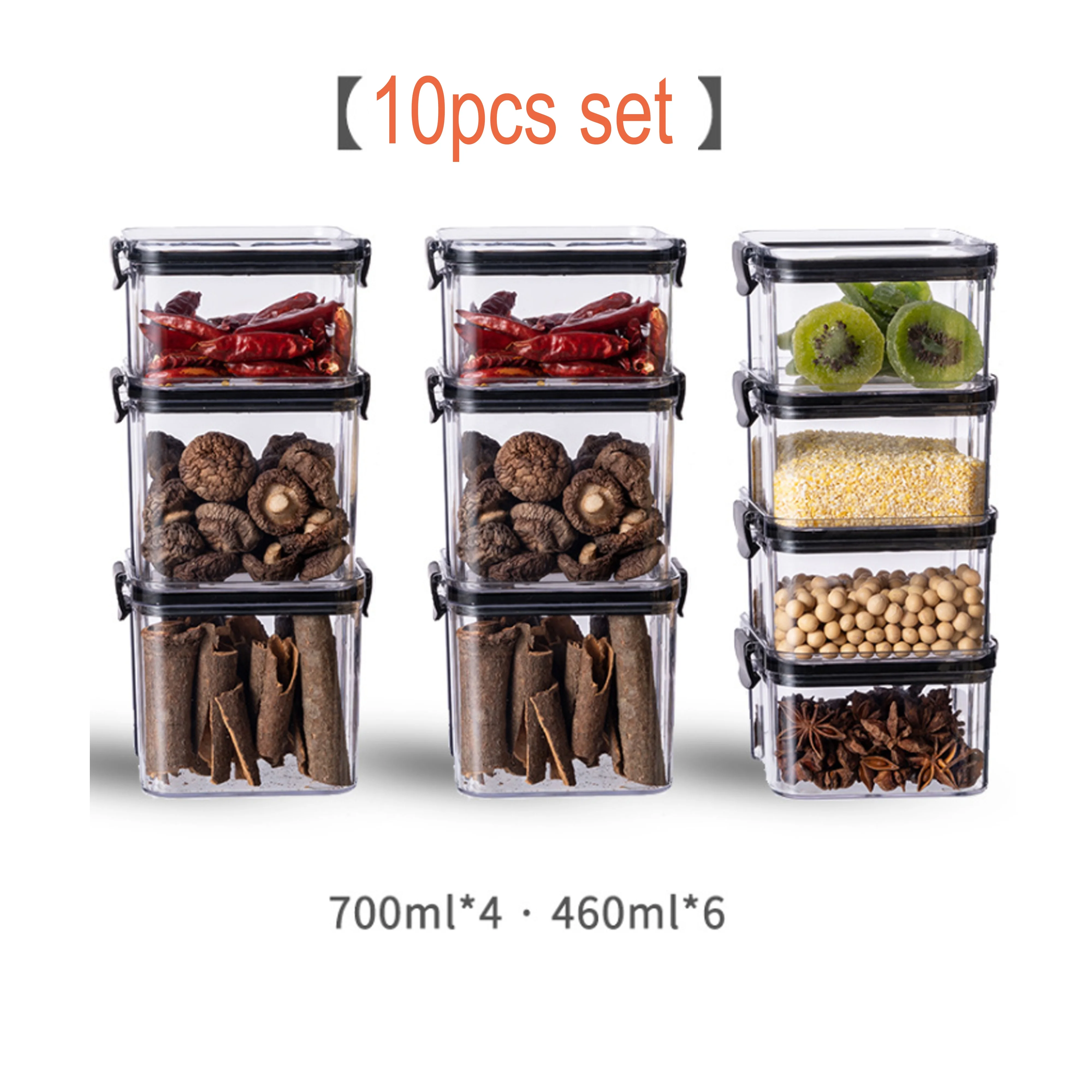 7pcs Food Storage Container Plastic Storage Box Set Plastic Airtight Kitchen Organization Containers