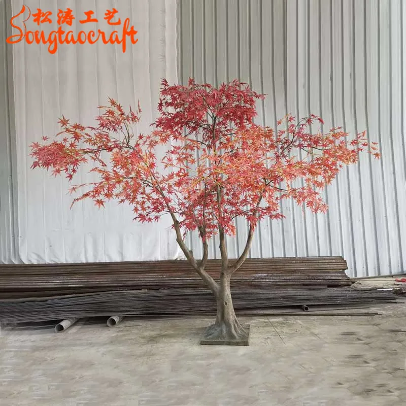 Landscape Japanese Autumn Tree Red Leaf Fiberglass Artificial Maple Tree Large Artificial Decorative Tree For Outdoor