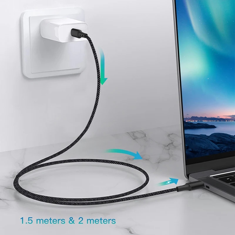 Custom OEM 1.5M 2M 3M braided charging cable Nylon Braided Metal Head Type c usb Data  Cable C to C  For Mobile device