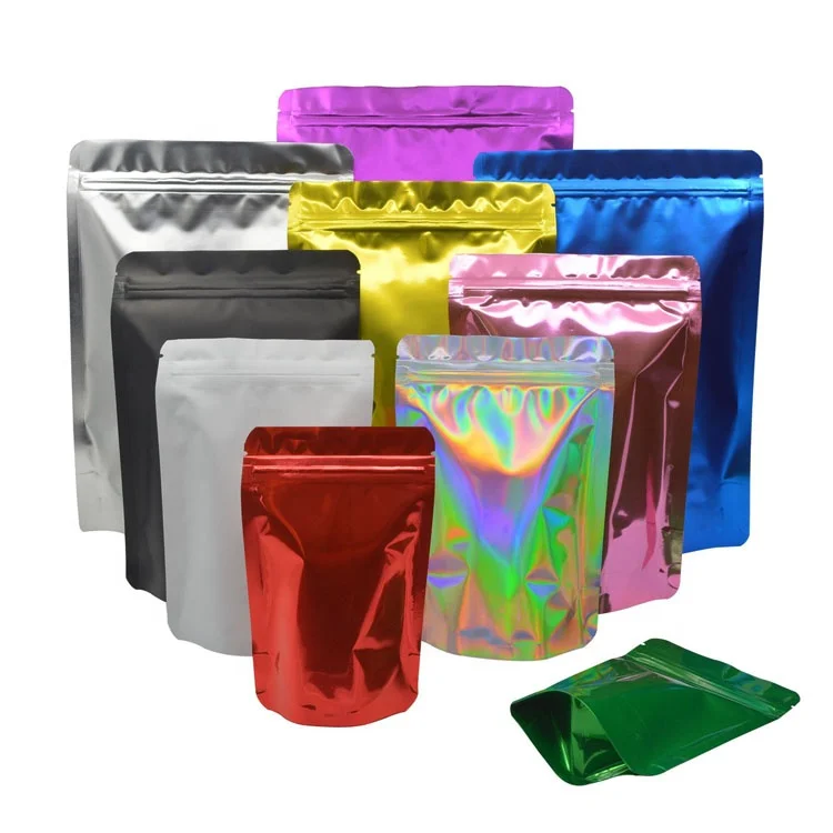 custom different color size printing matt gloss stand up pouch ziplock packaging bags