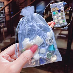 2022 NEW hair rope Korea simple tie hair rubber band set head rope pearl hair accessories high elastic rubber band