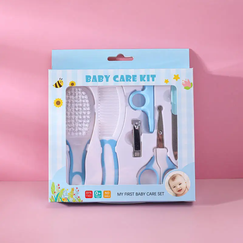 Hot selling baby care cleaning 6-piece nail clippers combination set baby safety comb brush gift box wholesale