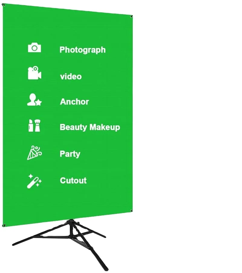 Foldable portable customized  tripod live broadcast green oxford cloth screens