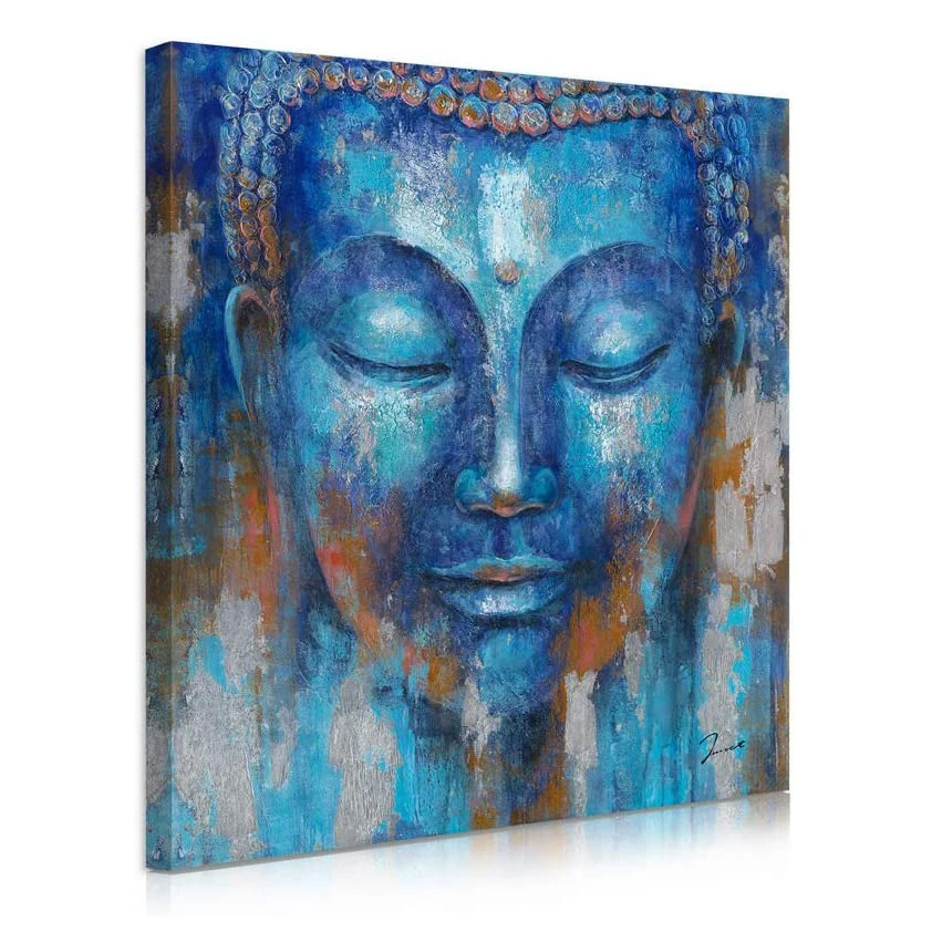 Gold Buddha Oil Painting Wall Canvas Art Decor Laughing Buddha Painting Gold Leaf Buddha Pictures for Living Room Bed