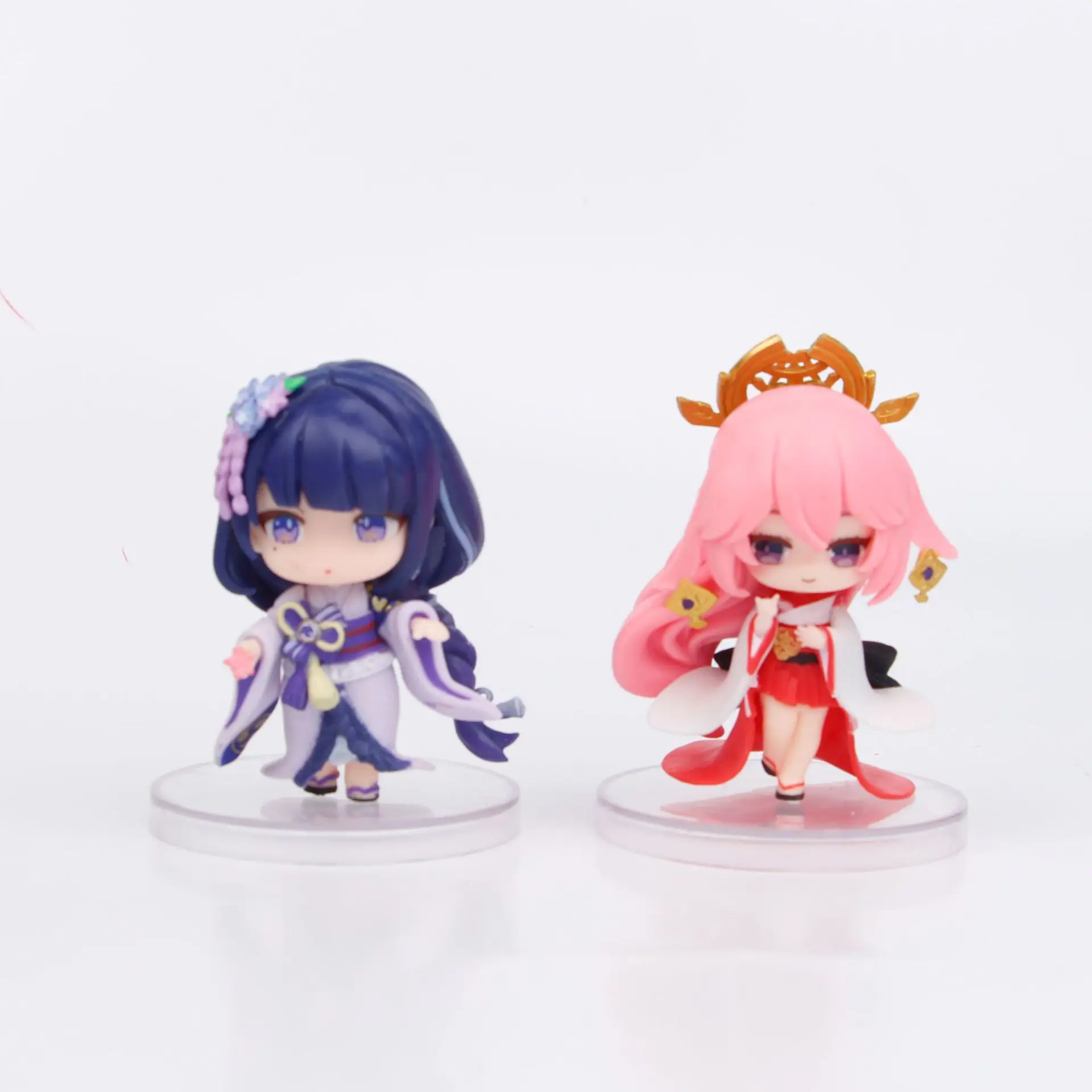 10cm Anime Cute Girl Genshin Impact Wanderer Yae Miko Hu Tao Anime Action Figure Set