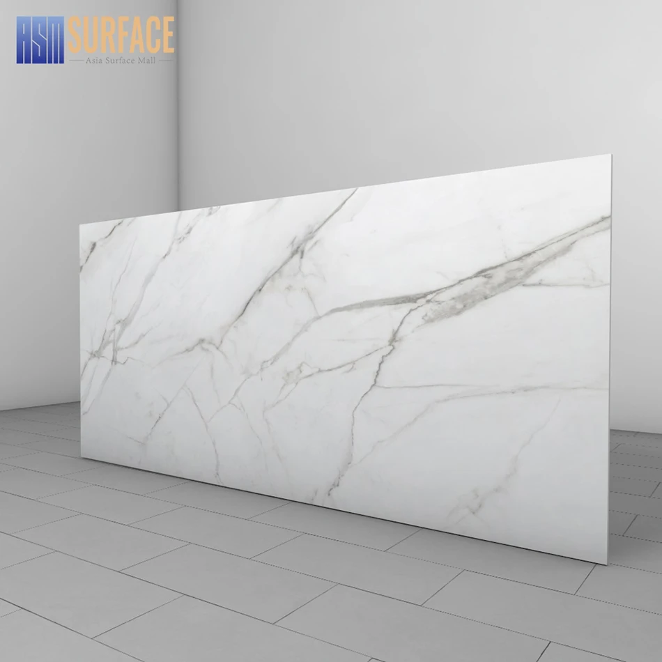 Piedra Sinterizada 6mm Marble Look Porcelain Slab Calacatta White
