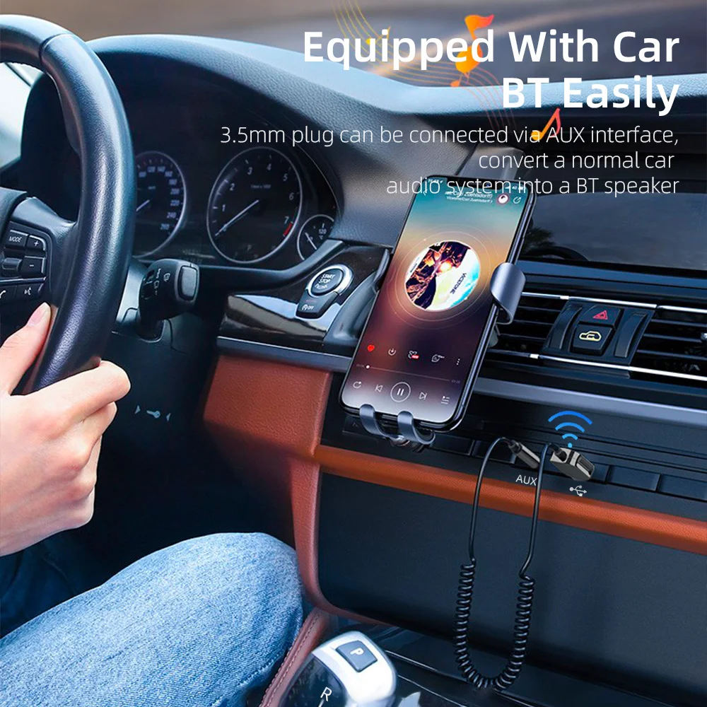 Адаптер Essager BT5.0 автомобильный беспроводной адаптер USB для 3 5 мм гарнитуры синий
