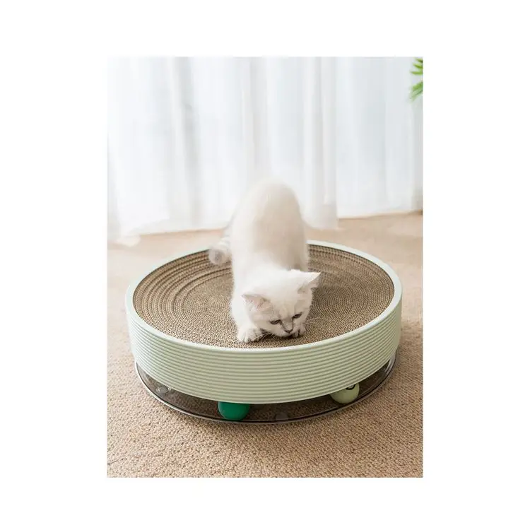 Multi-function circular scratching board for cats two sides cushion cat scratch board with balls