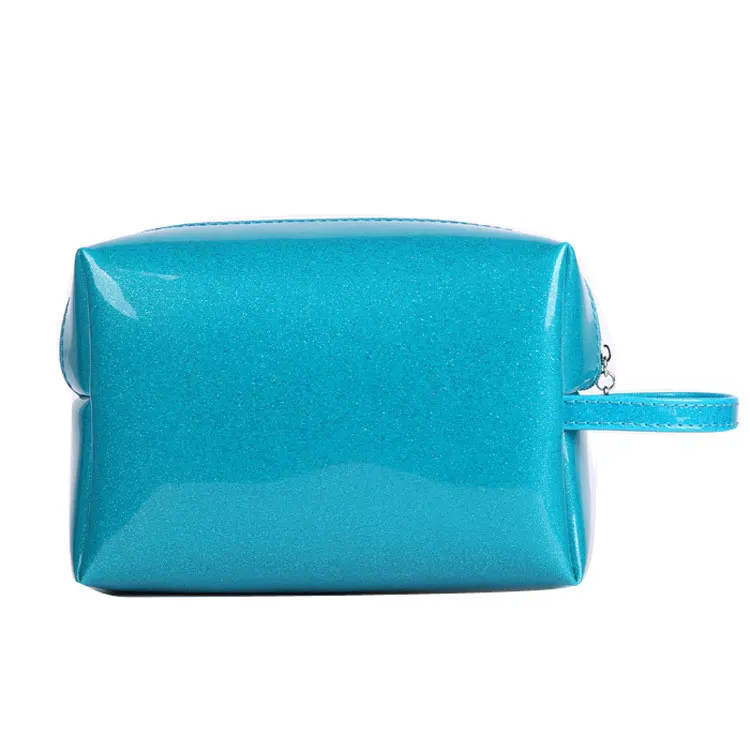 High Quality Women Portable Travel Toiletry Bag PU Cosmetic Makeup Pouch Patent Leather
