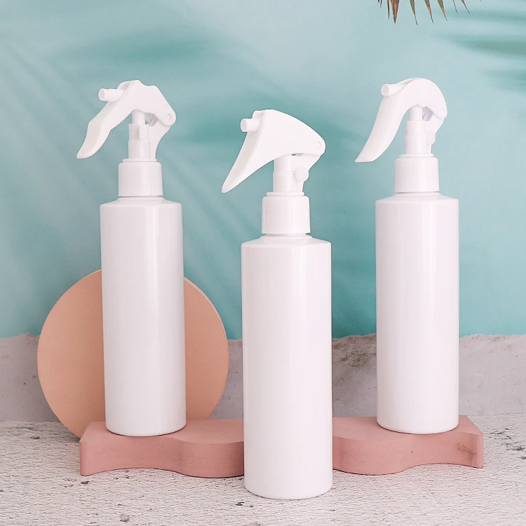 In Stock 250ml White Black Cosmetic PET Plastic Trigger Sprayer Cap Bottles