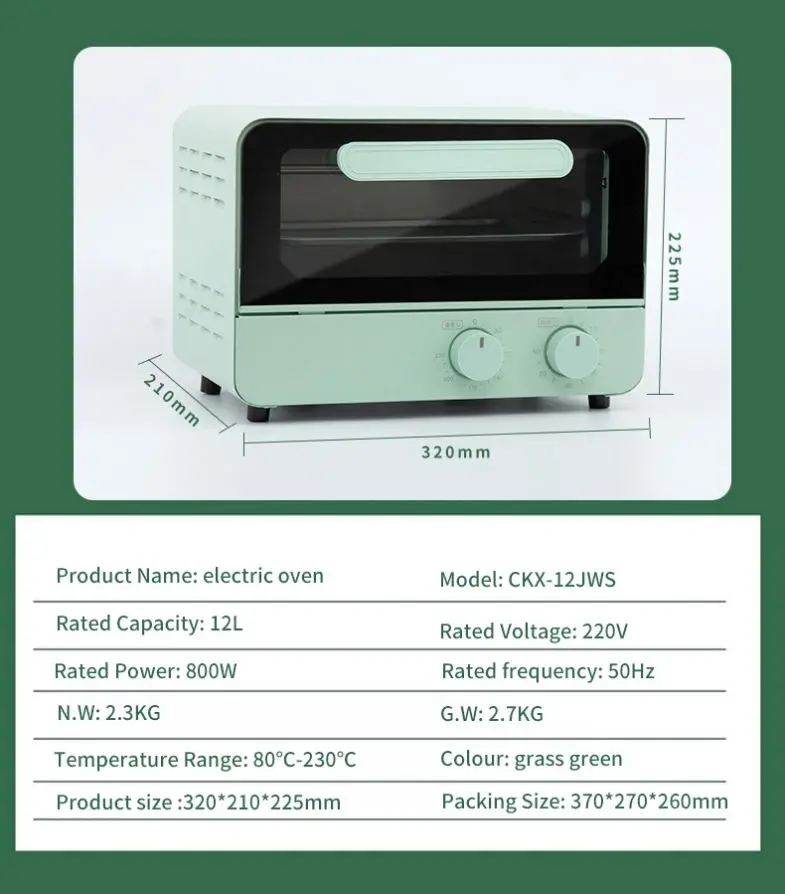 Kitchen Baking Toaster Electrical Oven 12L Small Mini Electric Pizza Oven For Home