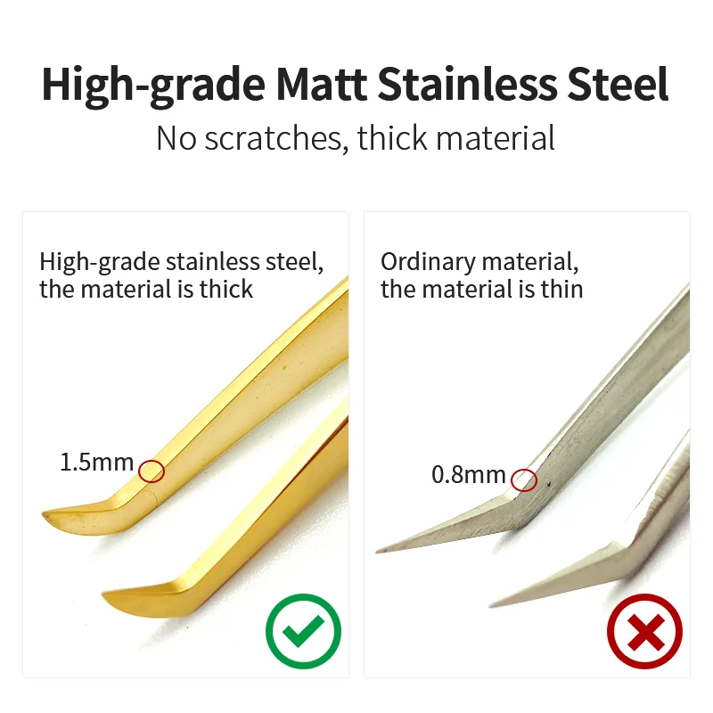 Private Label Gold Lash Tweezers Wholesale High Quality Stainless Steel Eyelash Extension Tweezers Custom Logo
