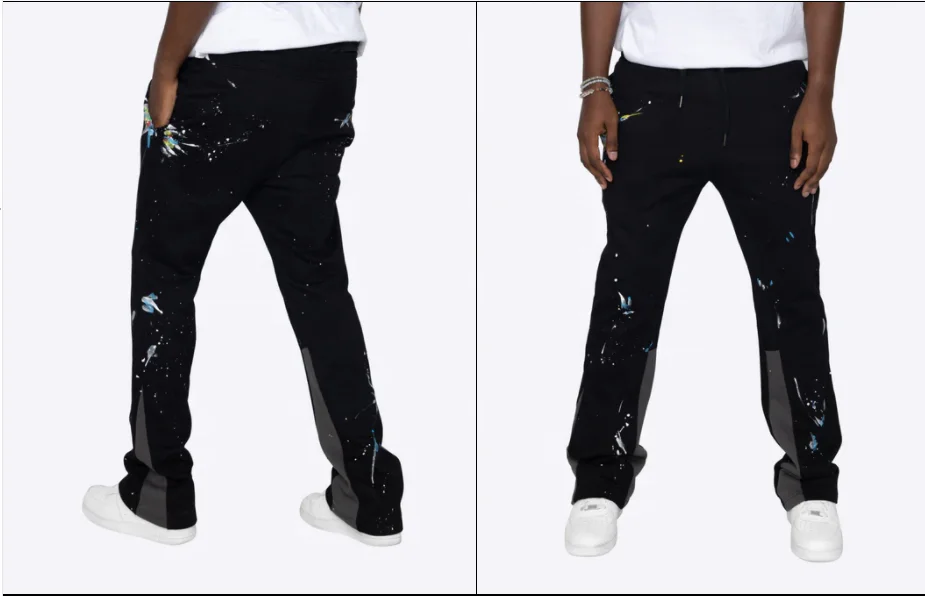 KY New Custom Patchwork Paint Splatter Print mens high quality Flared Hot Sale Flaired Sweatpants