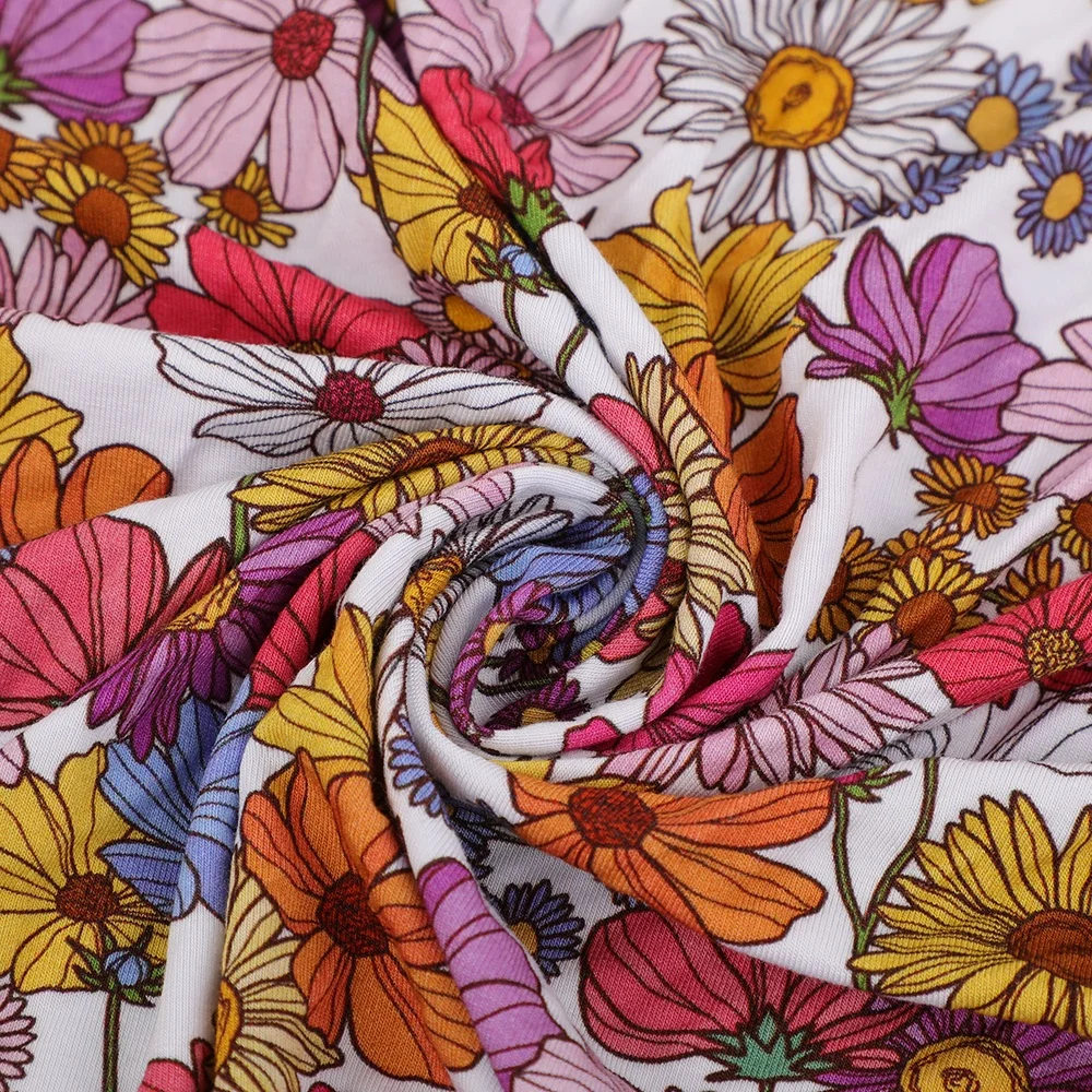 digital printed custom printed bamboo spandex lycra fabric